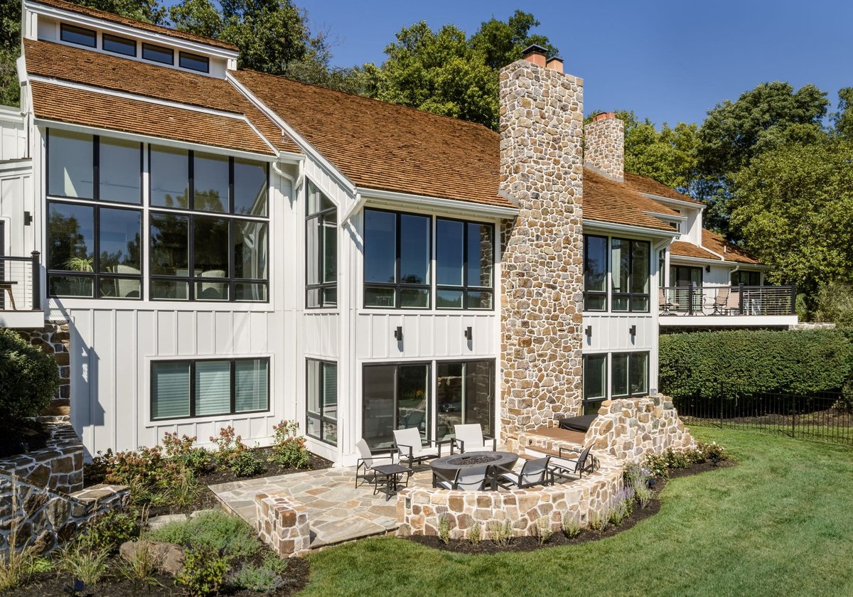 Exterior of Home with Patio, New Siding, and Large Chimney in West Chester, PA